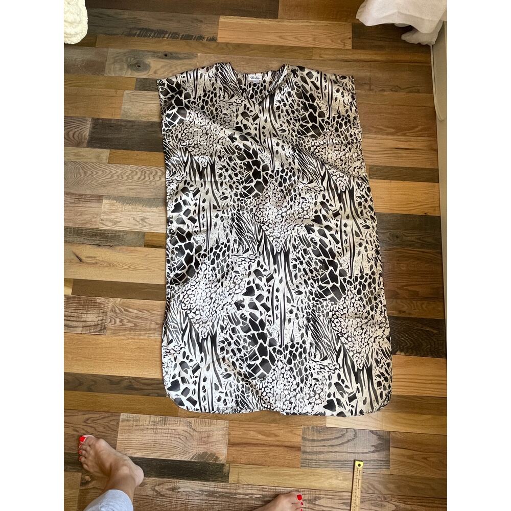 Vimar One Size Animal Print Caftan Cover Up Lounge Dress Brown